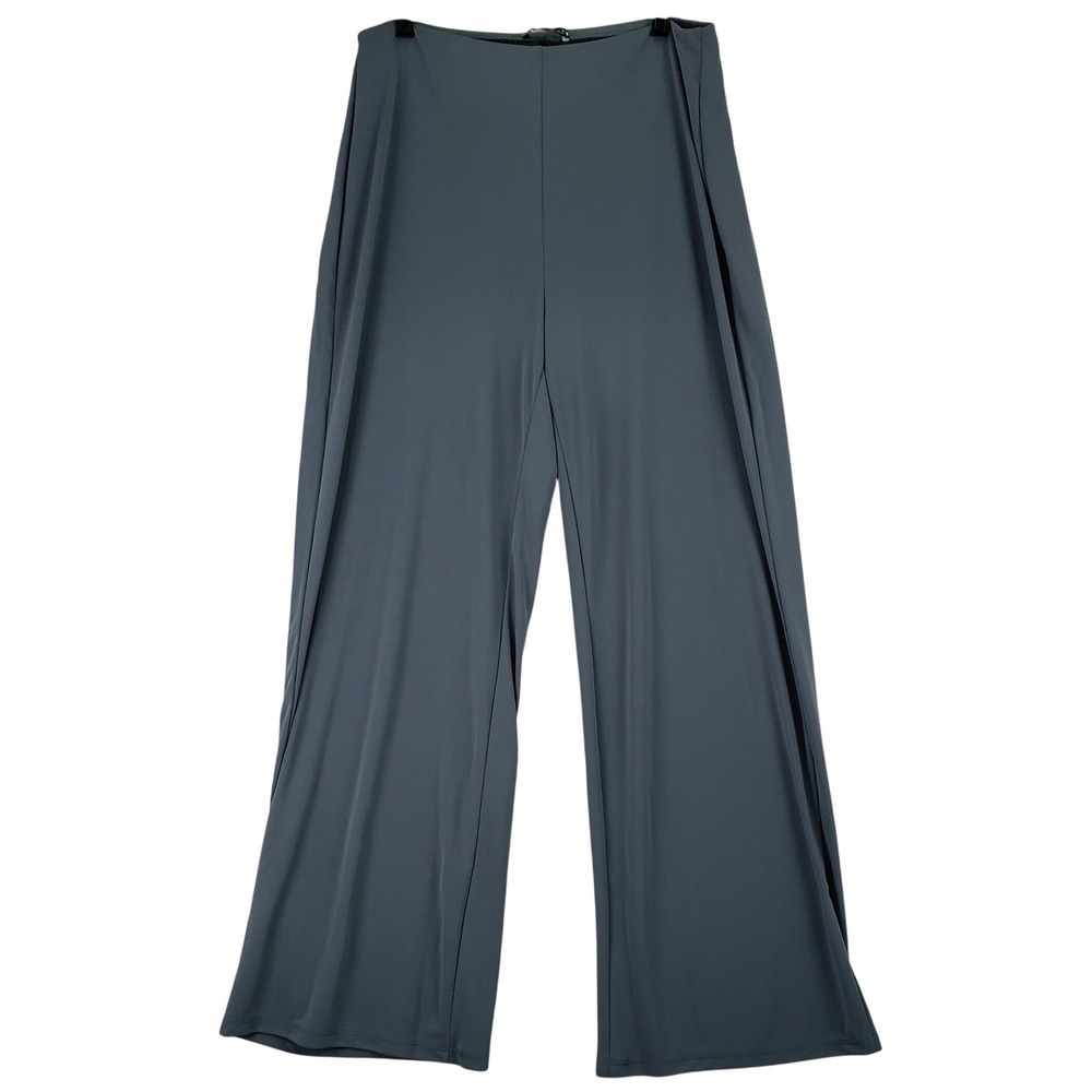 Zara Wide Leg Pants Women L Gray High Rise Side Zip Minimalist Flowy Trousers